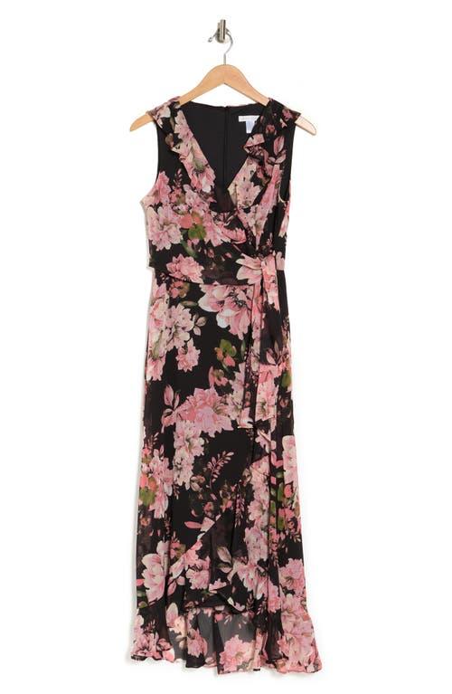 London Times Femme Floral Yoryu Ruffle Hem Dress in Black | Lyst