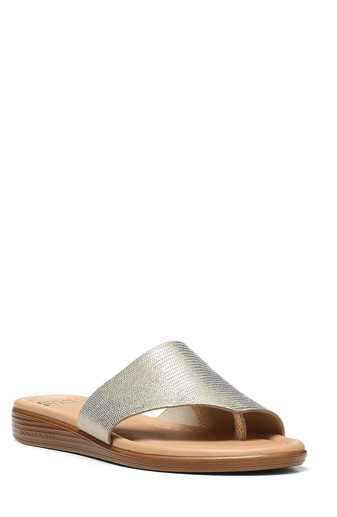 Donald J Pliner Gal Lizard Embossed Leather Sandal In Platino plti At