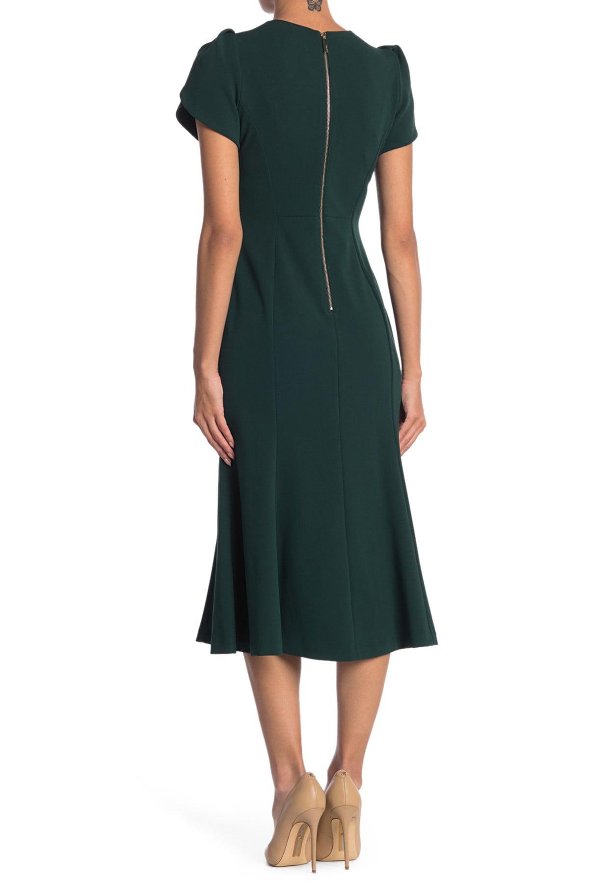 Calvin Klein Synthetic Tulip Sleeve Midi Dress in Malachite (Green) Lyst