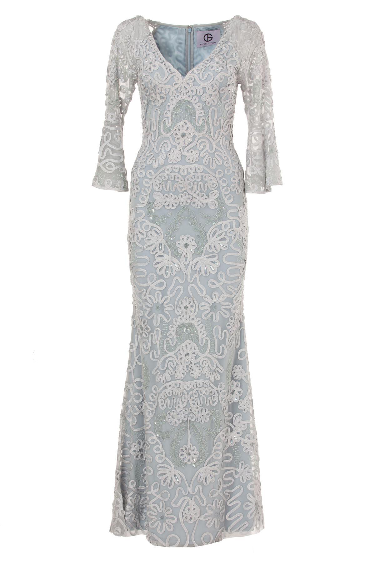 soutache embroidered trumpet gown