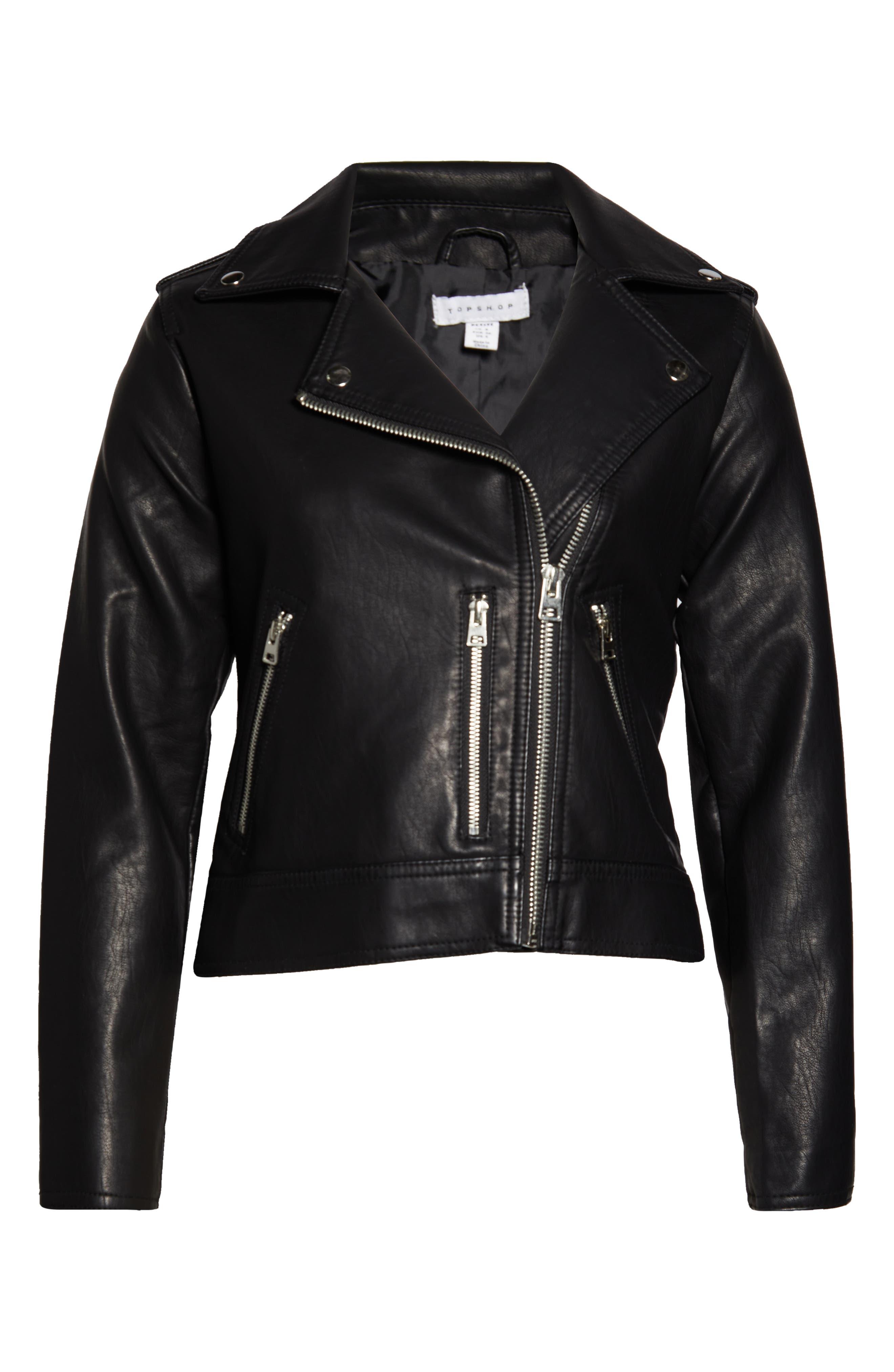 TOPSHOP Faux Leather Moto Jacket In Black At Nordstrom Rack | Lyst