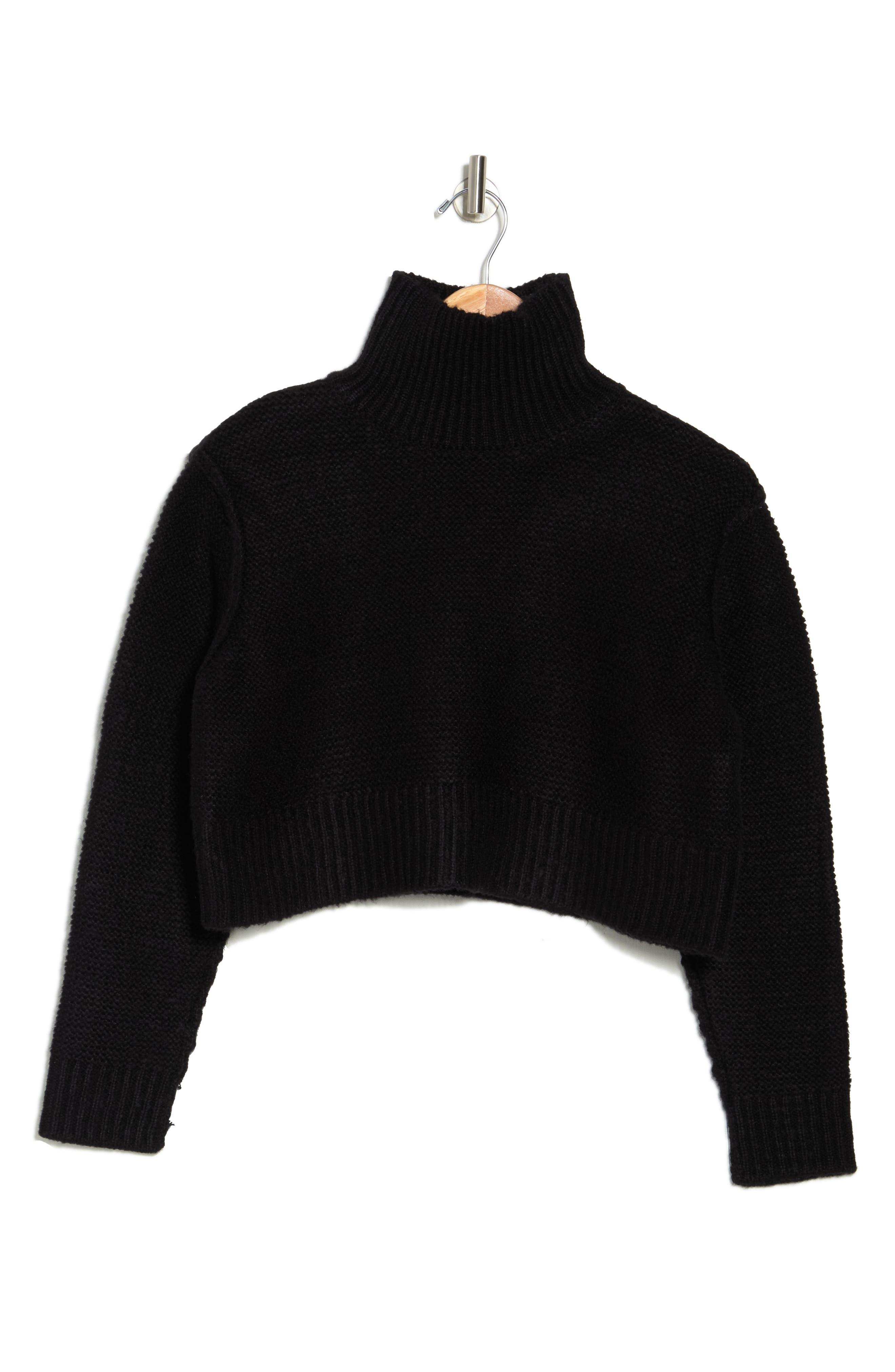 black mock neck crop sweater