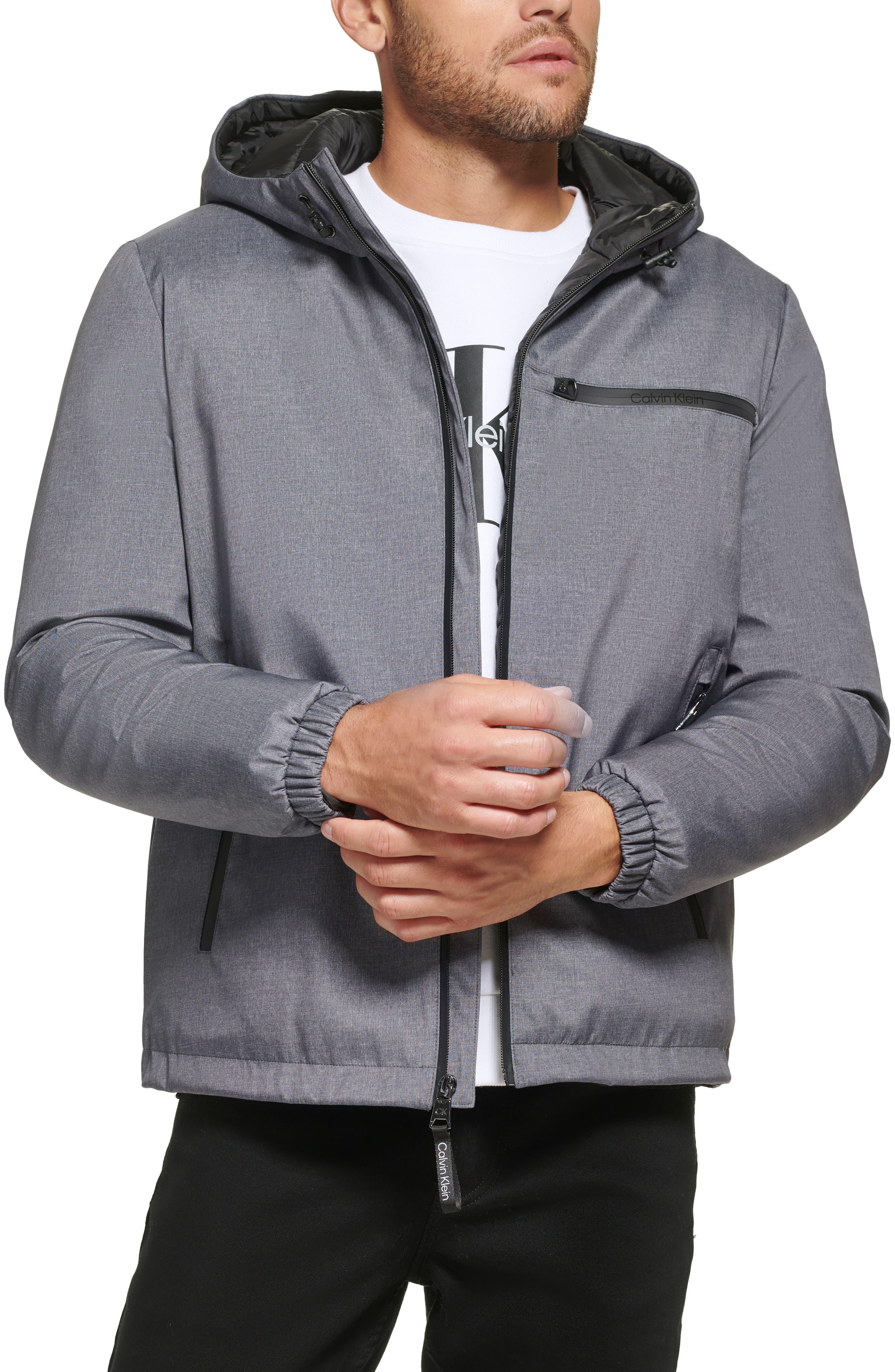 Calvin Klein Water Resistant Hooded Jacket in Gray for Men | Lyst