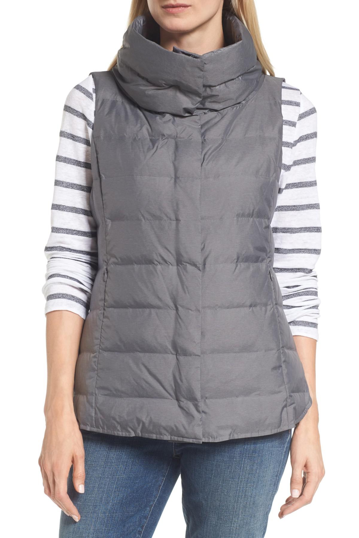 Lyst Eileen Fisher Stand Collar Vest in Gray