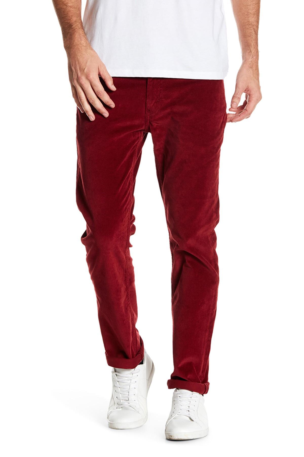 Levi's 511 Slim Fit Pomegranate Twill Corduroy Pants in Red for Men - Lyst