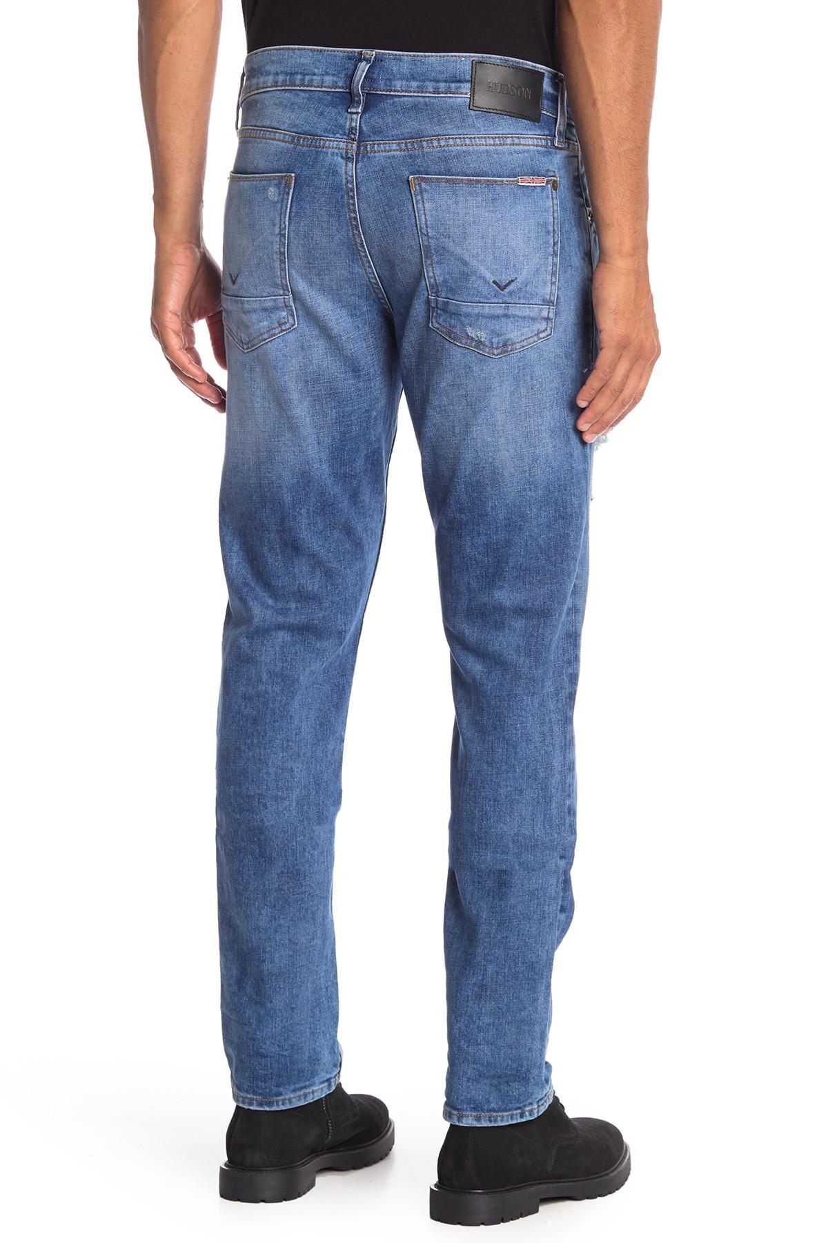 HUDSON BLAKE SLIM STRAIGHT DENIM JEANS MENS BLUE WASH