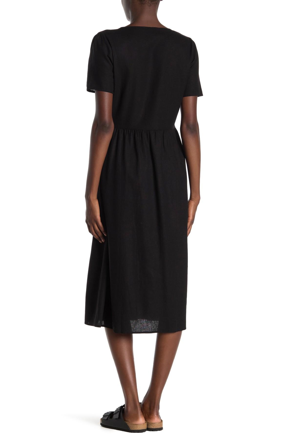 woven camila button through midi dress