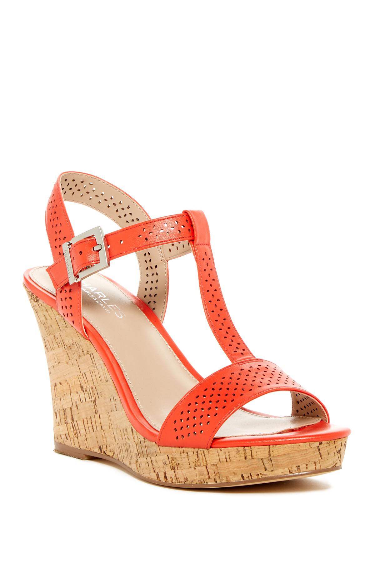 Lyst - Charles David Law Wedge Sandal in Red