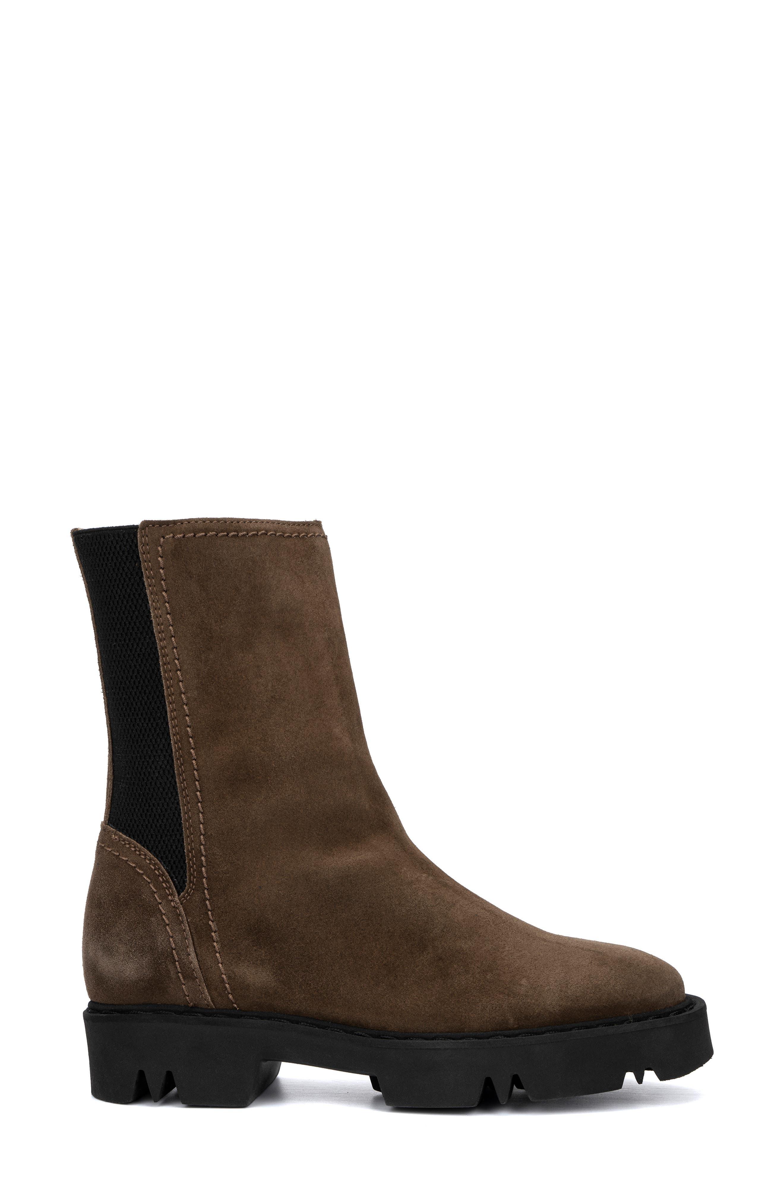 Aquatalia Hensley Suede Water Resistant Bootie in Brown Lyst