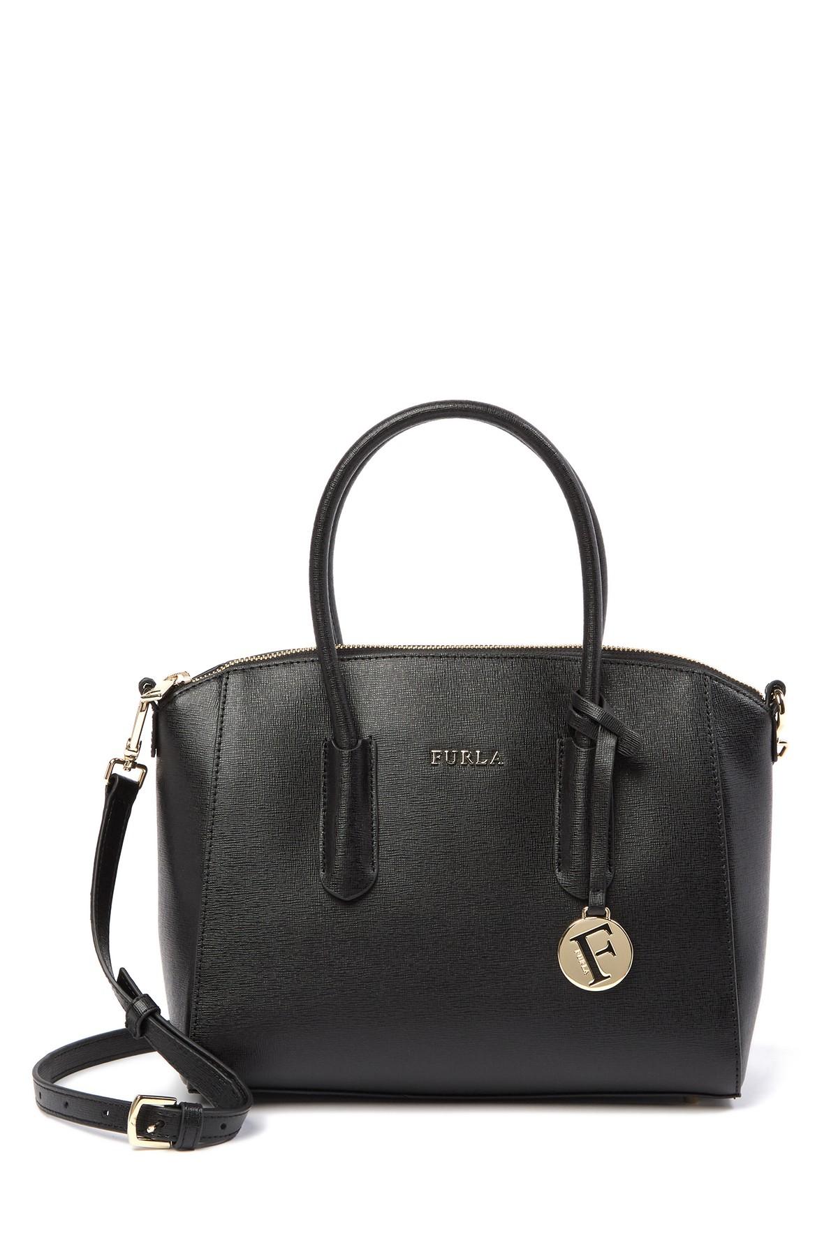 Furla Tessa Saffiano Leather Satchel in Onyx (Black) Lyst