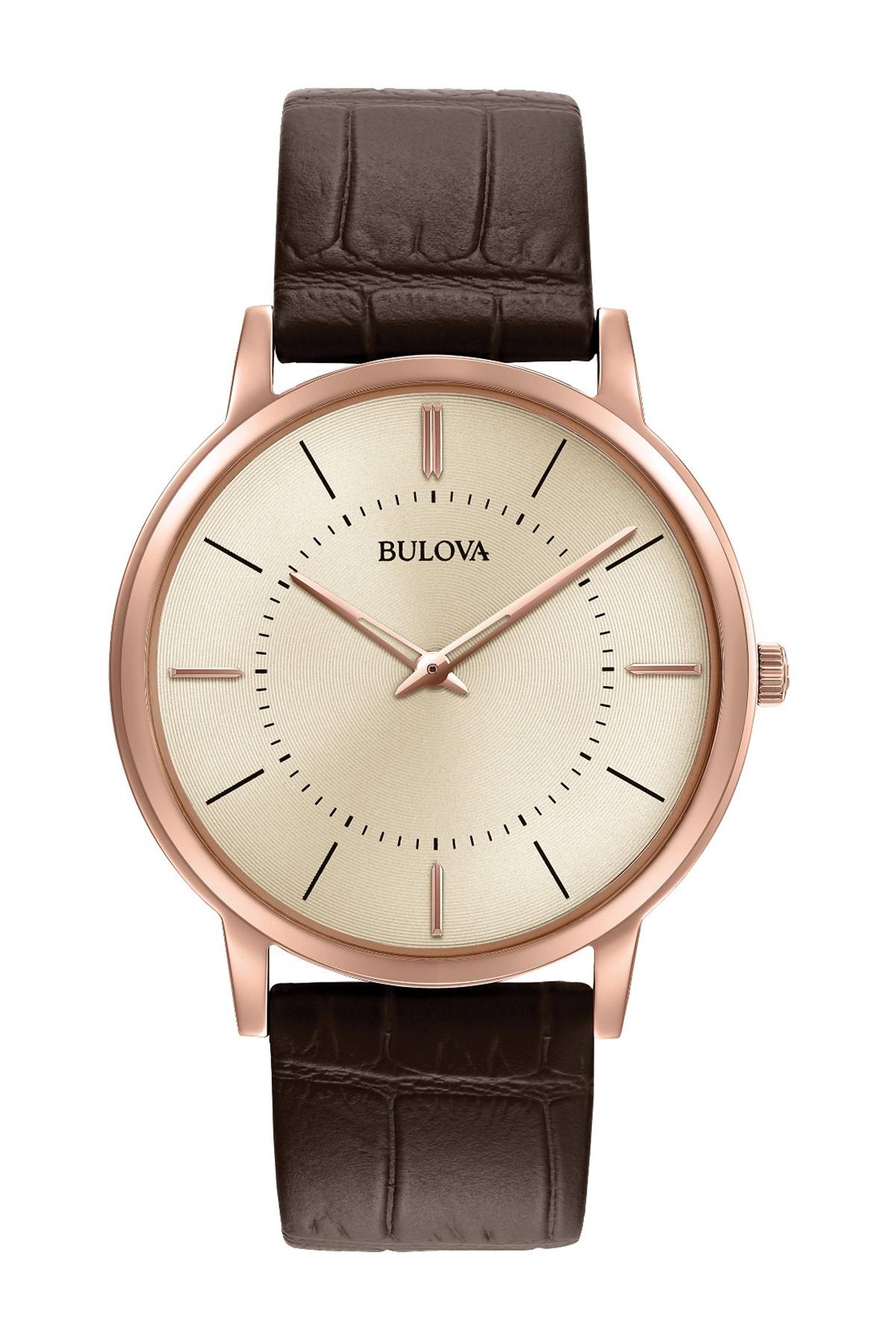 Bulova Men's Classic Ultra-slim Brown Leather Strap Watch, 40mm for Men ...