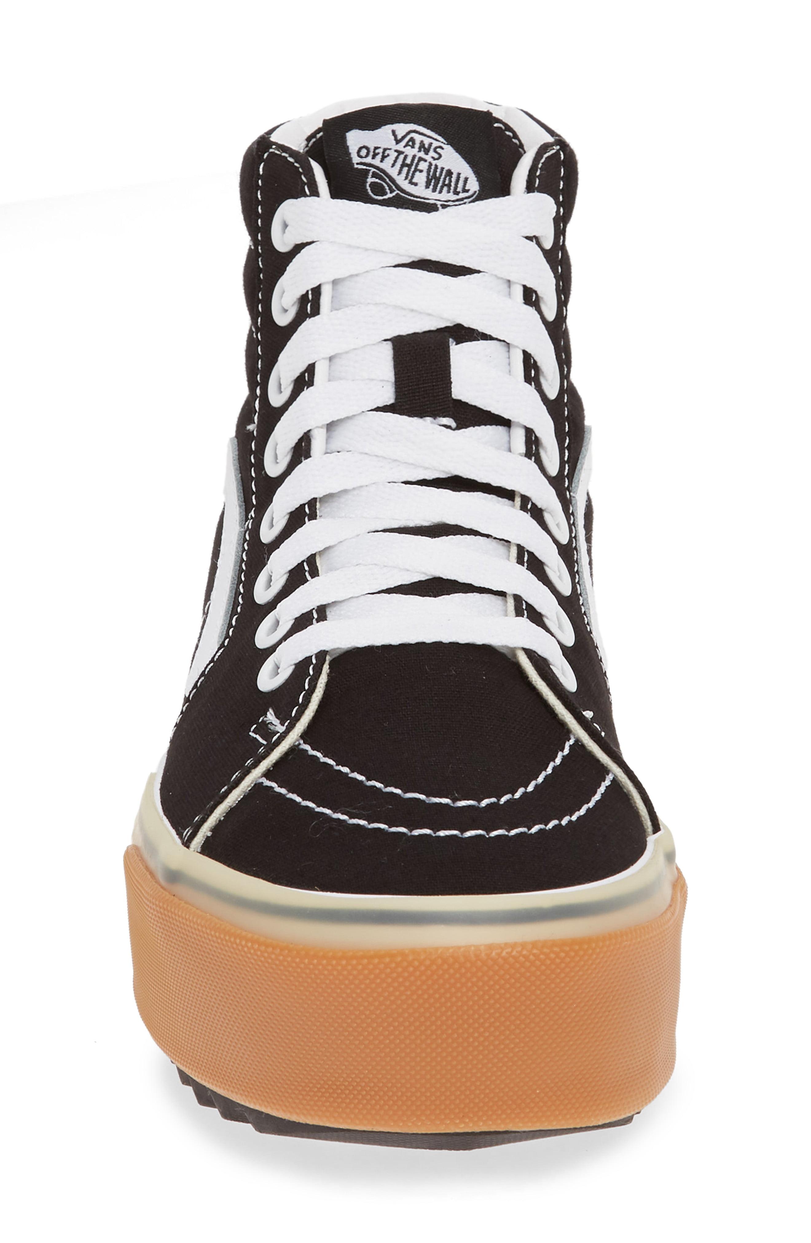 Vans Sk8-hi Stacked Check Platform High Top Sneaker in Black | Lyst