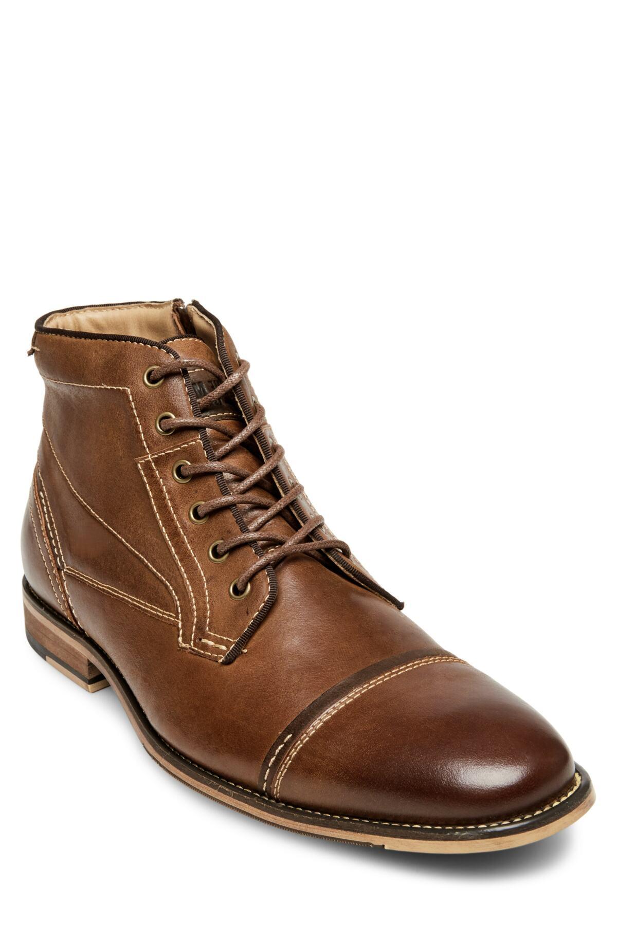 Steve Madden Leather Jeffries Cap Toe Boot (men) in Cognac (Brown) for Men  | Lyst