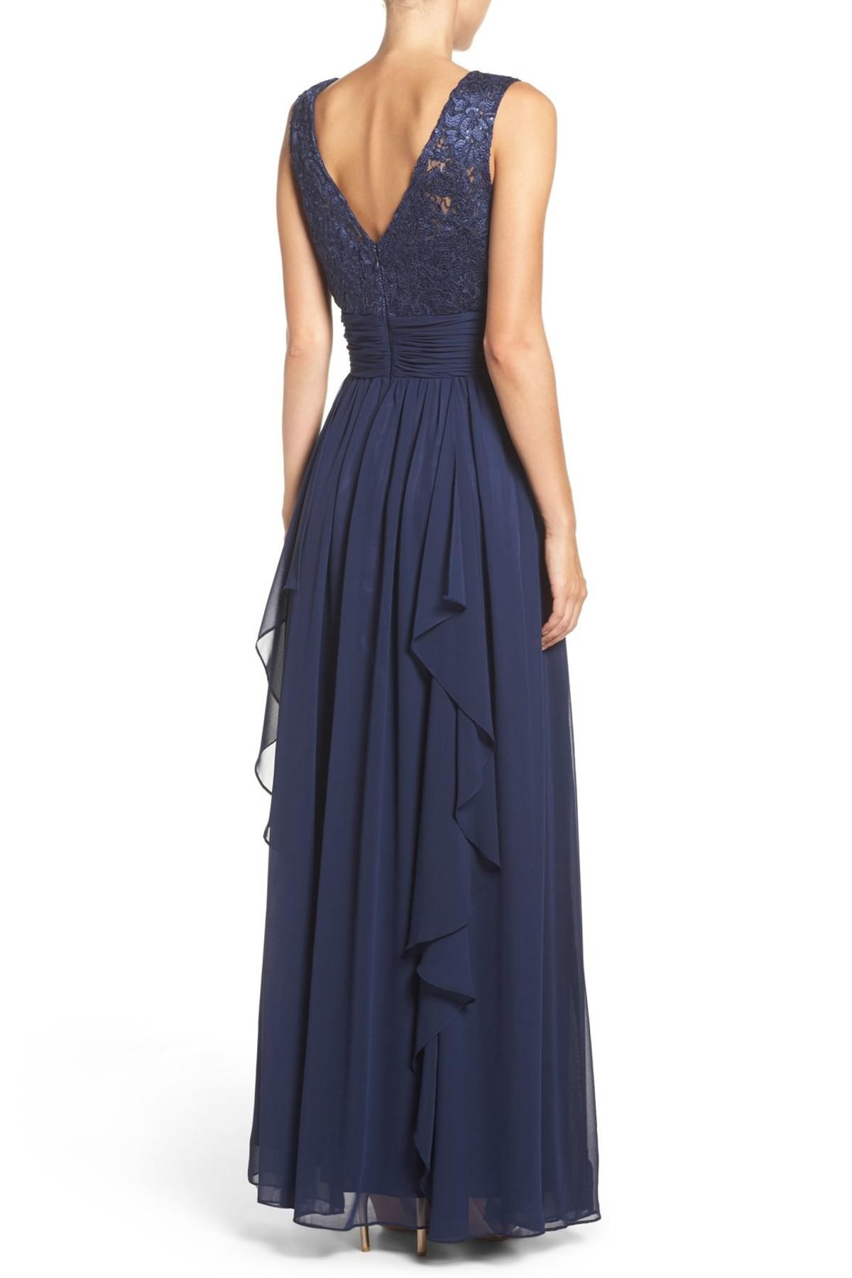 lace and chiffon gown