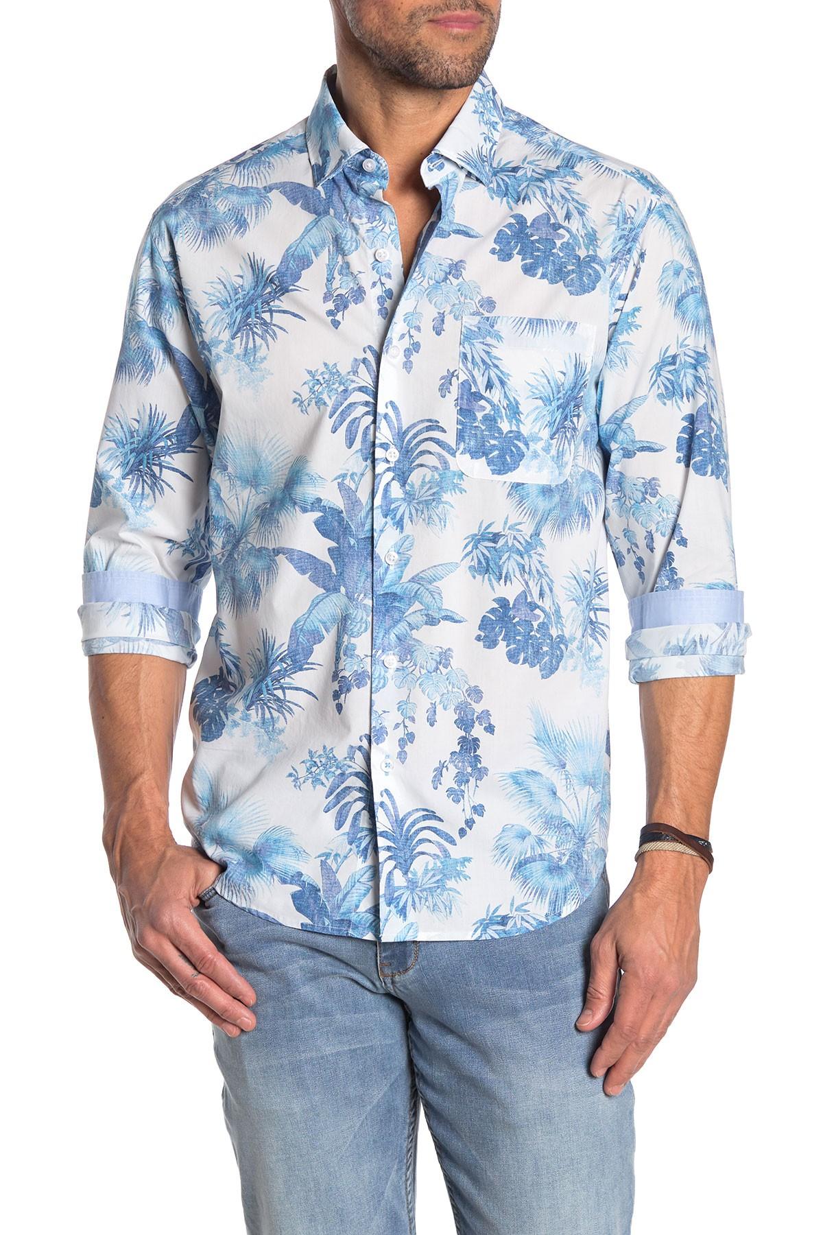 Tommy Bahama Newport Tiare Tropical Long Sleeve Hawaiian Shirt in