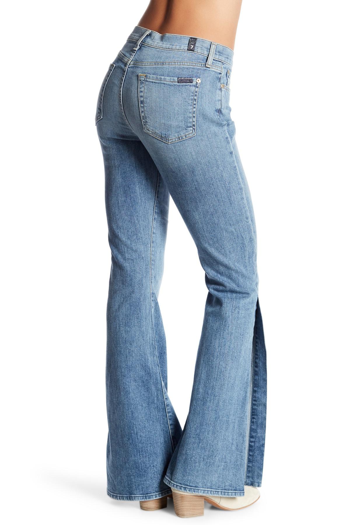 7 For All Mankind Ali Side Slit Flare Jeans in Blue