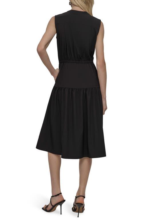 DKNY ★【フレアドレス】Sleeveless Tiered Midi Dress DKNY Sleeveless Tiered Midi Dress in Black | Lyst