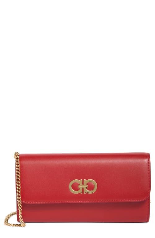 Ferragamo Liberty Gancini Soft Clutch On Chain in Red | Lyst
