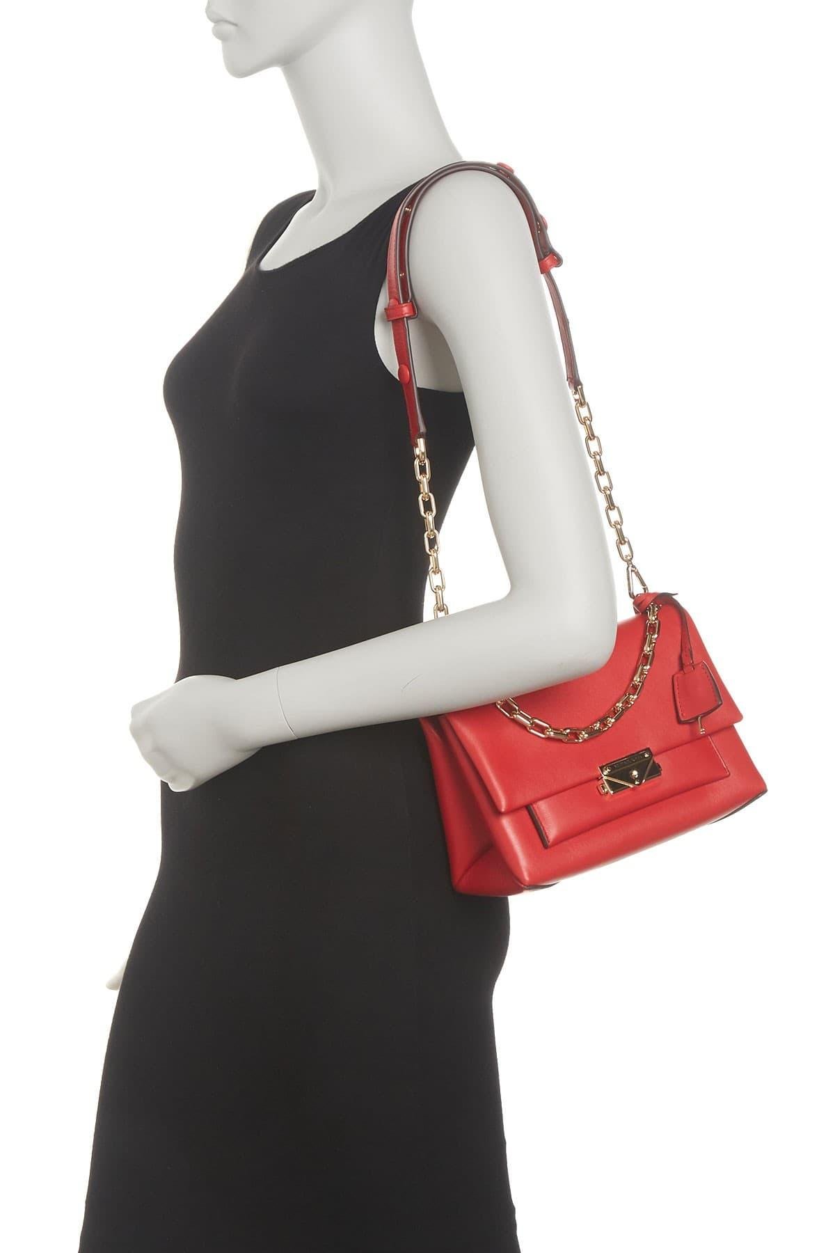 Michael Kors Cece Medium Leather Shoulder Bag in Red | Lyst
