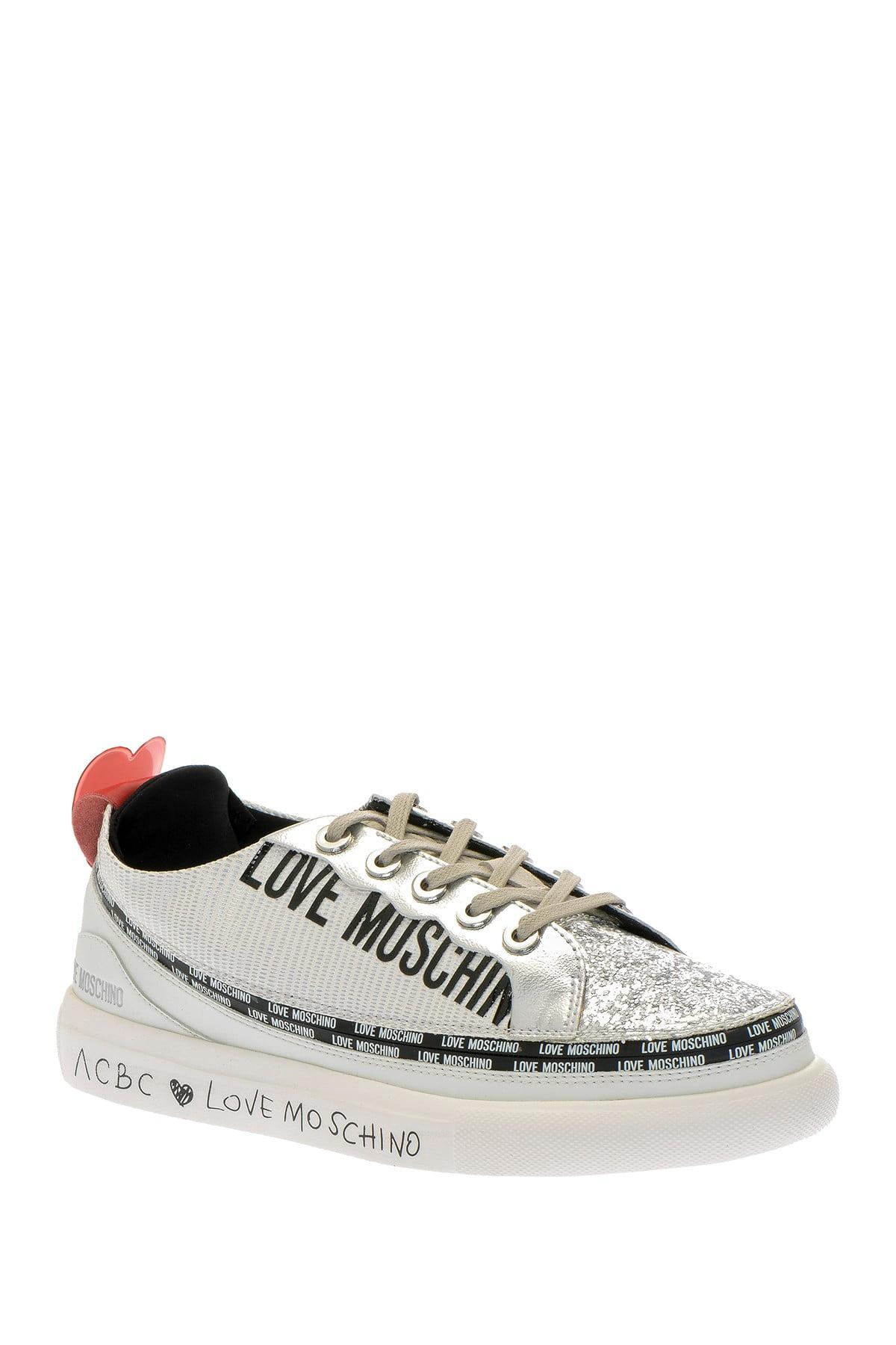love moschino heart sneakers in silver