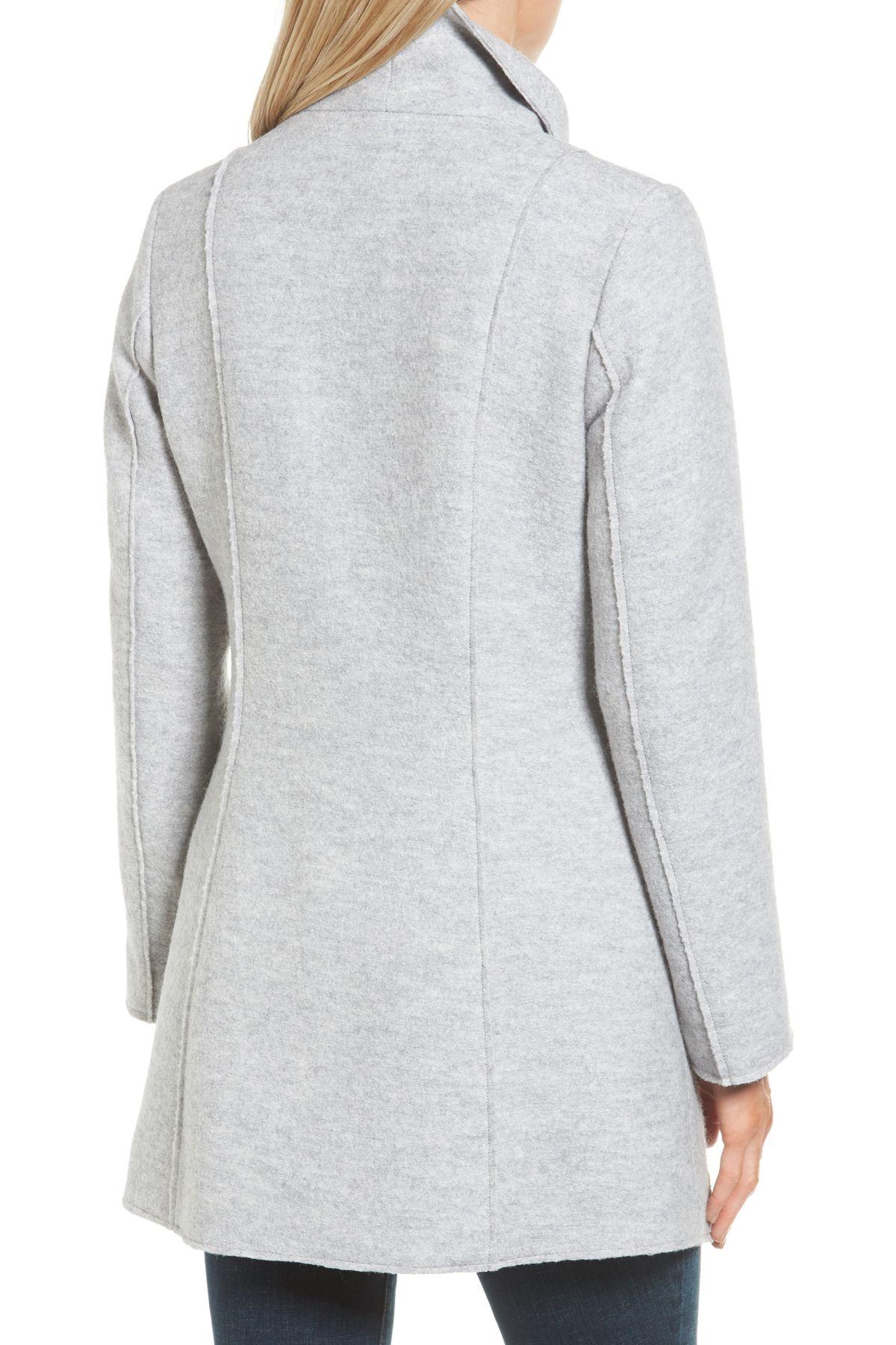 halogen asymmetrical wool blend coat