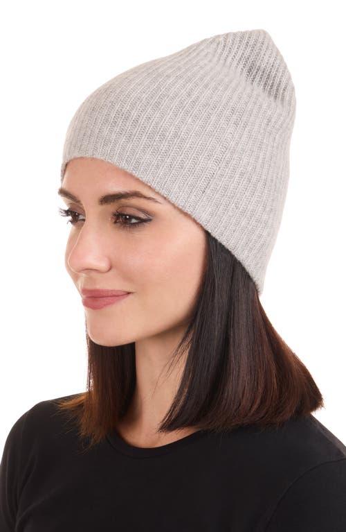 Amicale Cashmere Double Layer Rib Knit Beanie in White | Lyst display picture 1