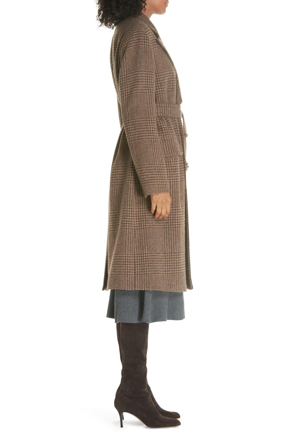 Polo Ralph Lauren Plaid Lambswool & Alpaca Belted Coat in Brown - Lyst