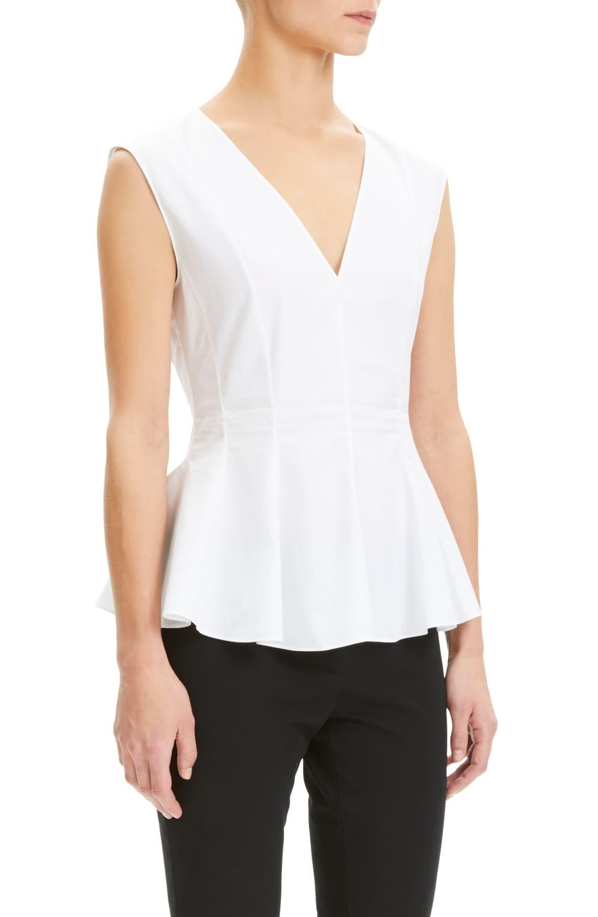 Theory Perfect Cotton Peplum Blouse in White - Lyst