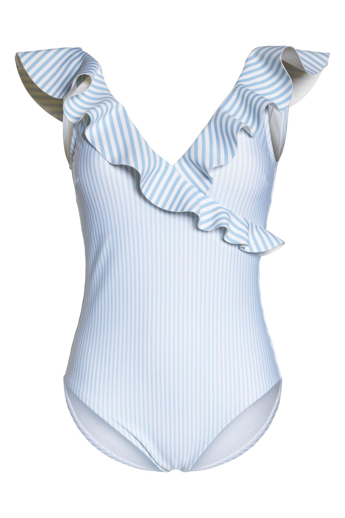 ted baker stripe ruffle swimsuit