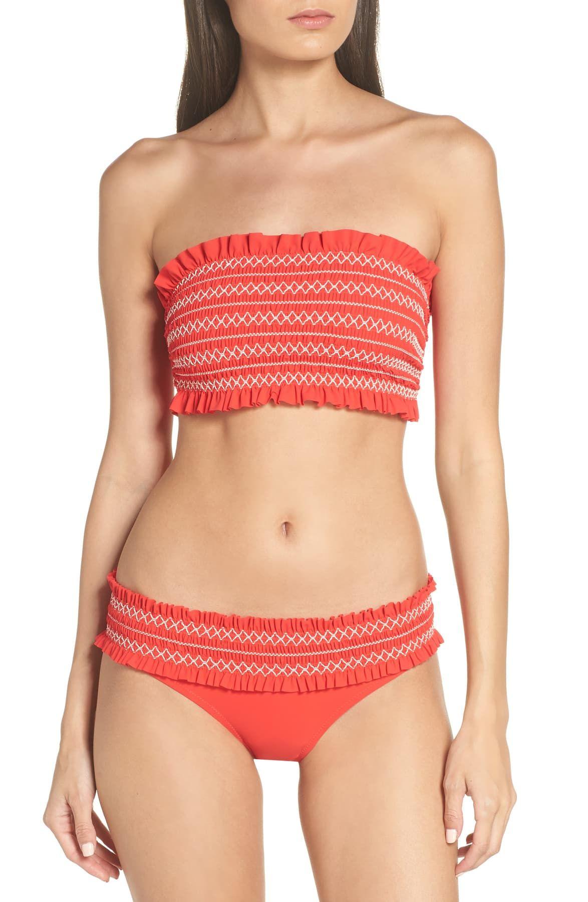 Tory Burch Costa Bandeau Bikini Top in Red | Lyst