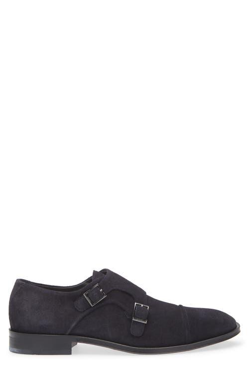 Hugo Boss Blue Suede Derek Double Monk Strap‎ Shoes Sz. 11 BOSS - Monk shoes in suede with double strap - Dark Blue main image 2
