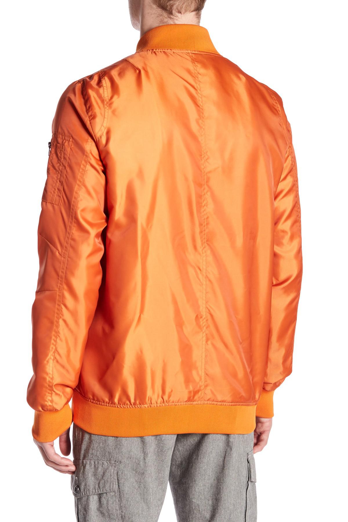 orange bomber jacket men's