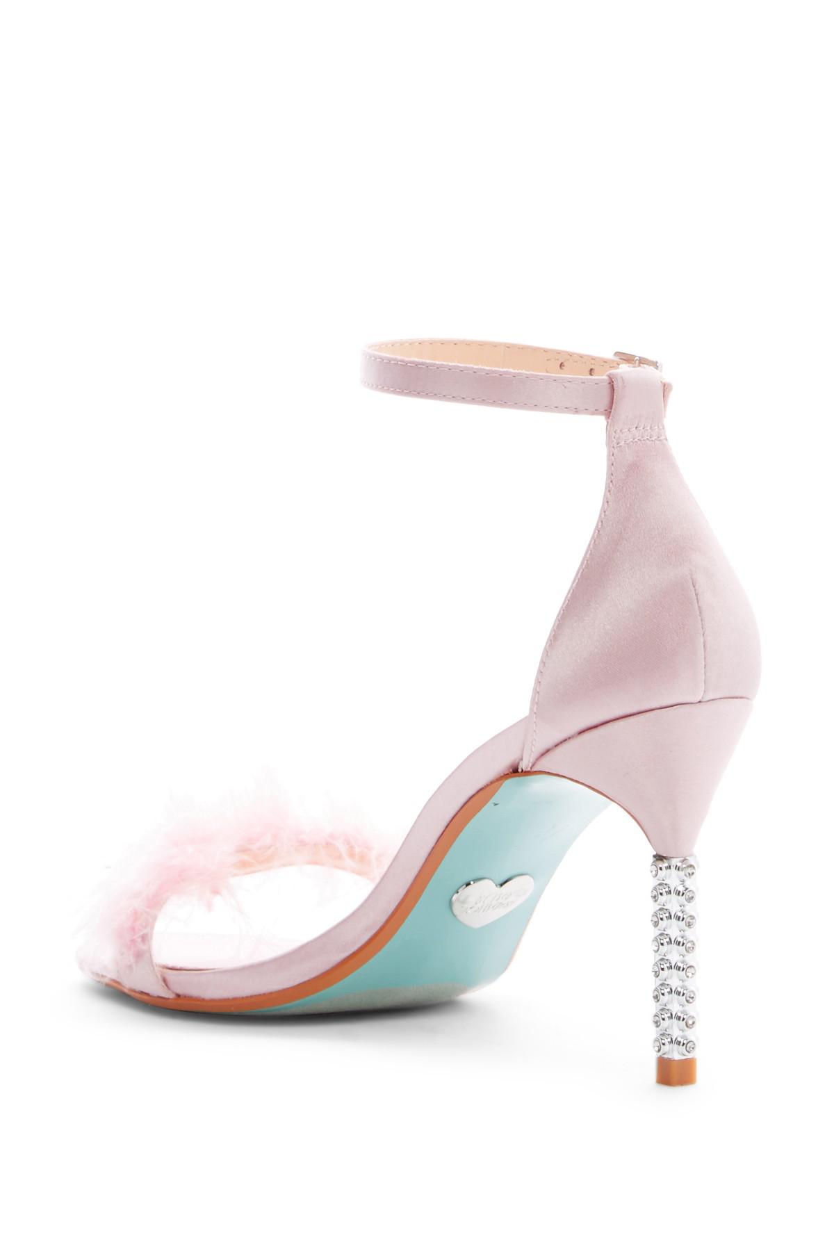 Betsey Johnson Satin Blitz Maribou Rhinestone Sandal in