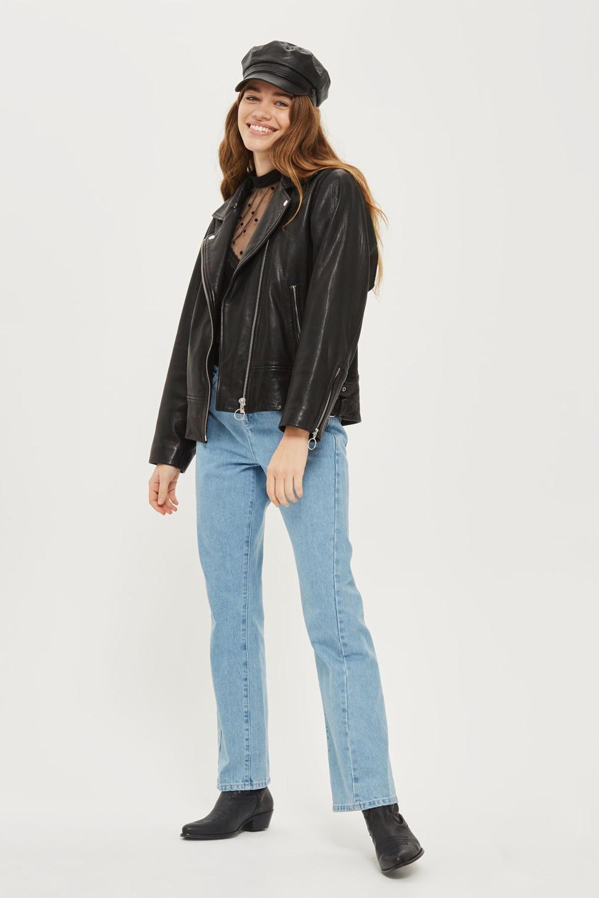topshop oversized leather jacket