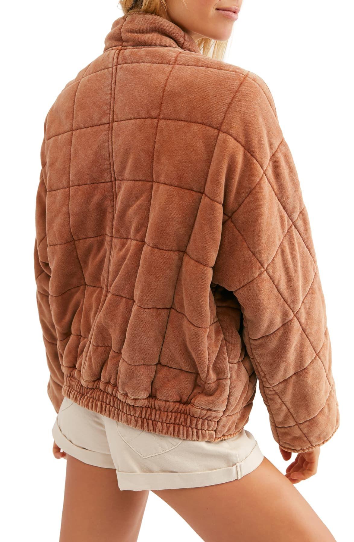 Free People Cotton Dolman Sleeve Quilted Jacket in Brown Lyst