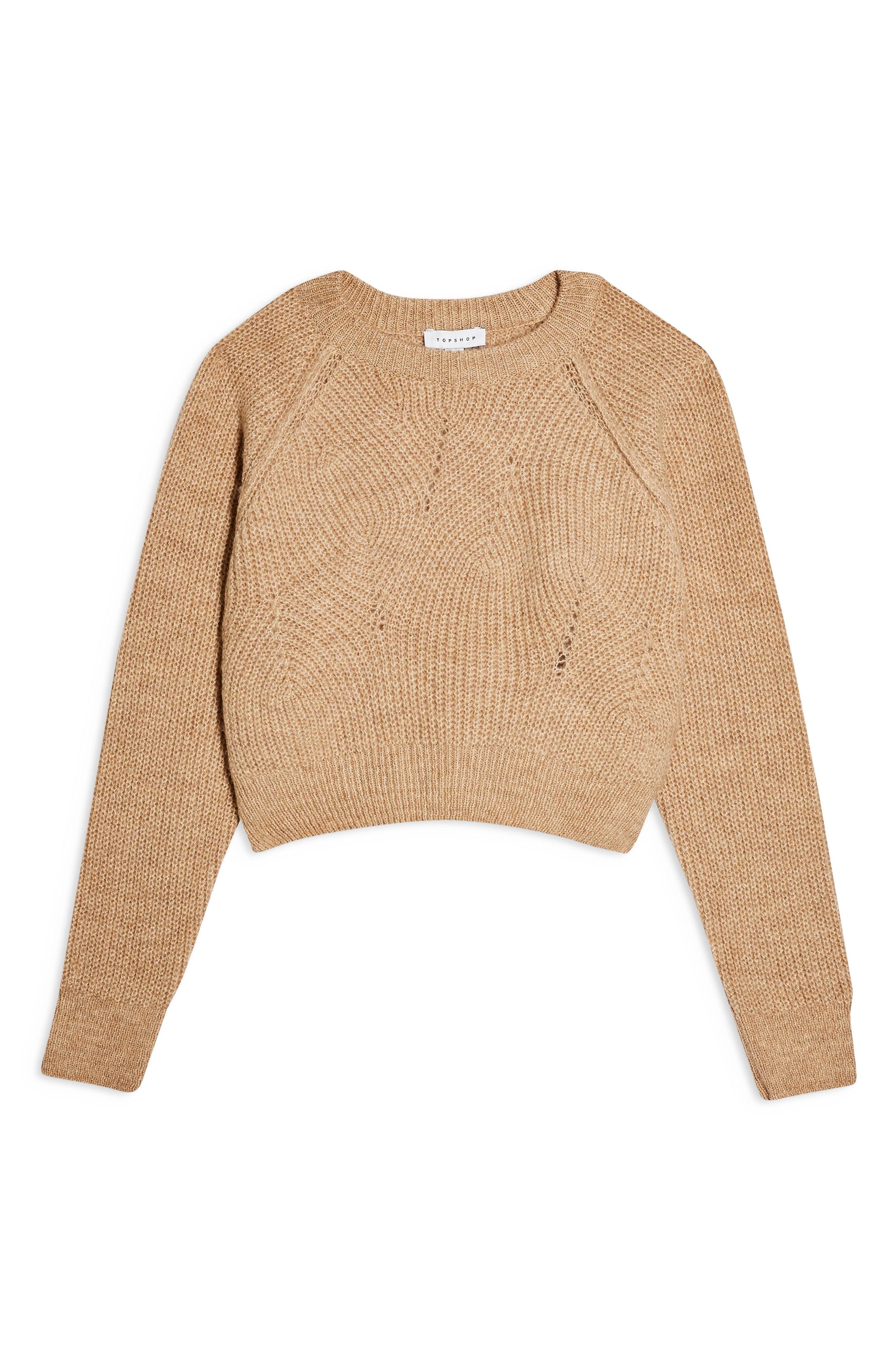 cropped camel sweater
