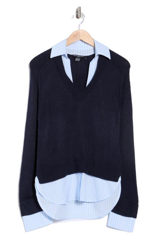 French Connection Babysoft Mixed Media Twofer Sweater in Blue | Lyst