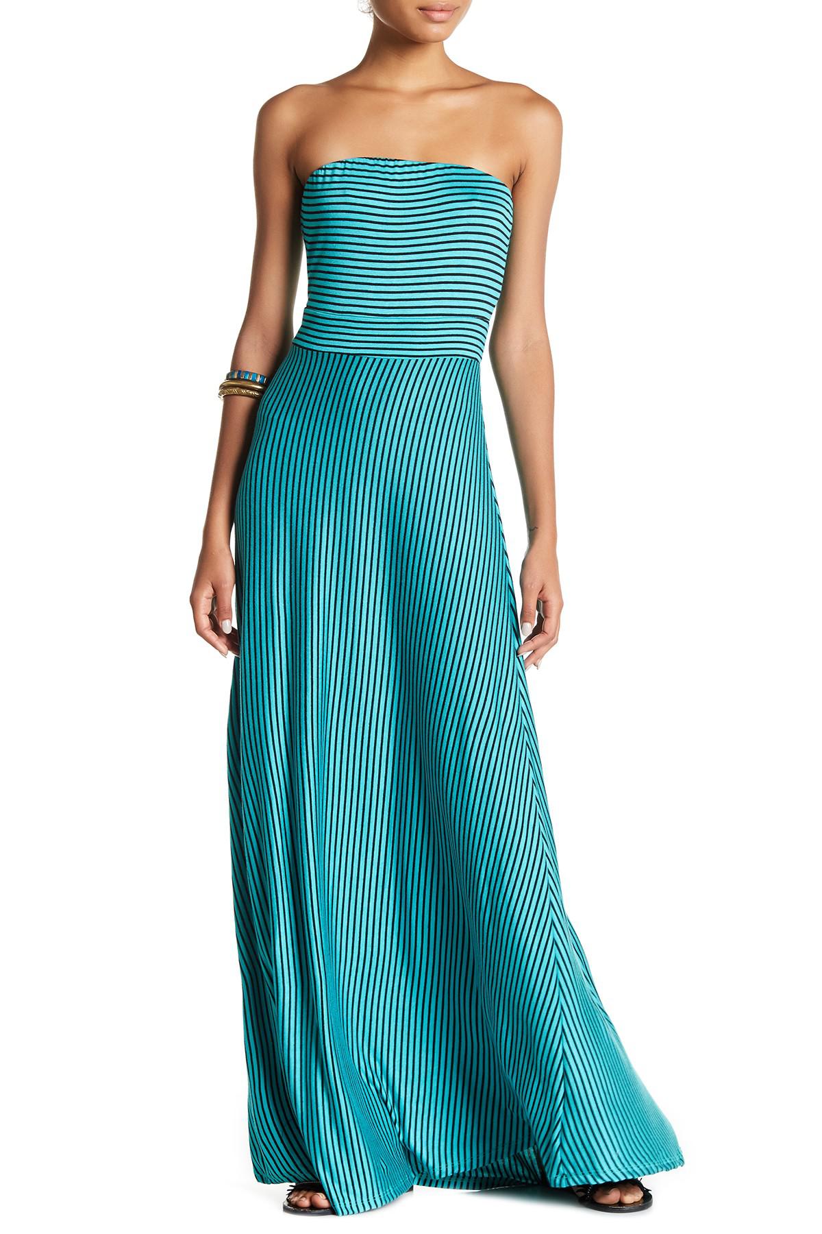west kei strapless stripe maxi dress