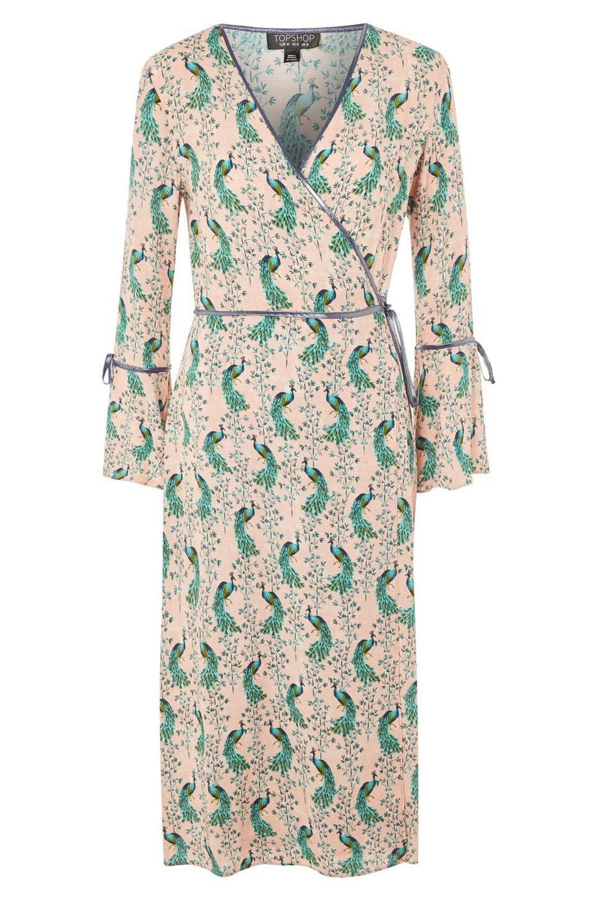 peacock wrap dress