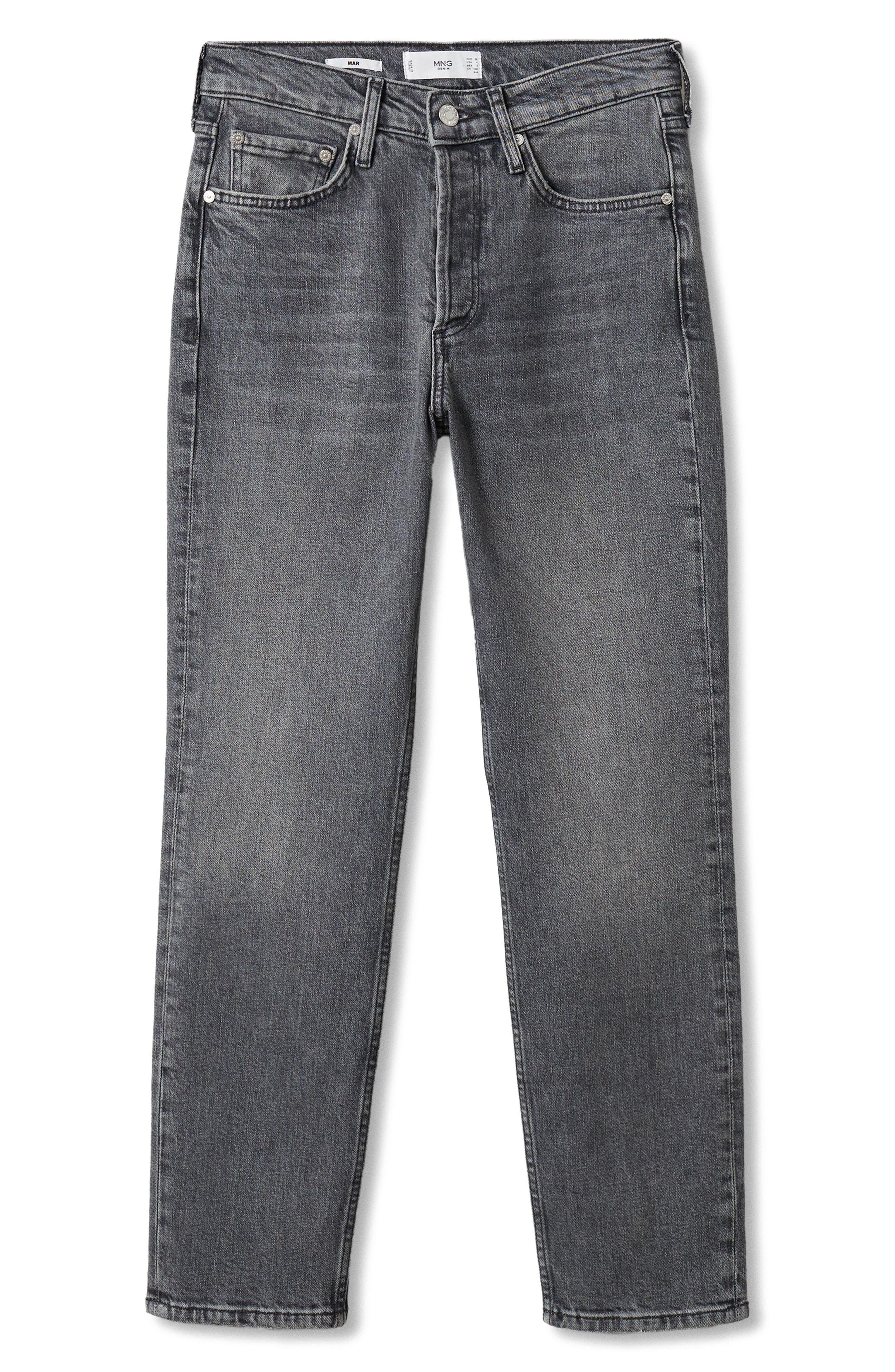 Mango Crop Slim Fit Jeans In Denim Grey At Nordstrom Rack in Gray | Lyst