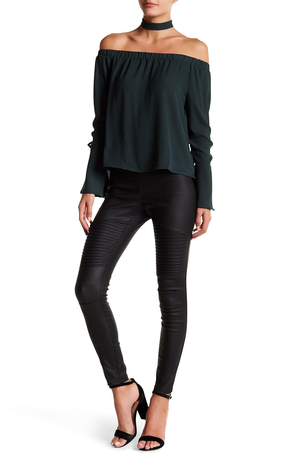 Oober Swank Cotton Moto Coated Leggings 