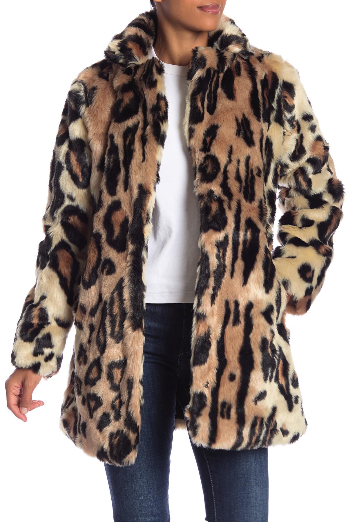 Jessica Simpson Animal Print Faux Fur Coat in Leopard (Brown) - Lyst