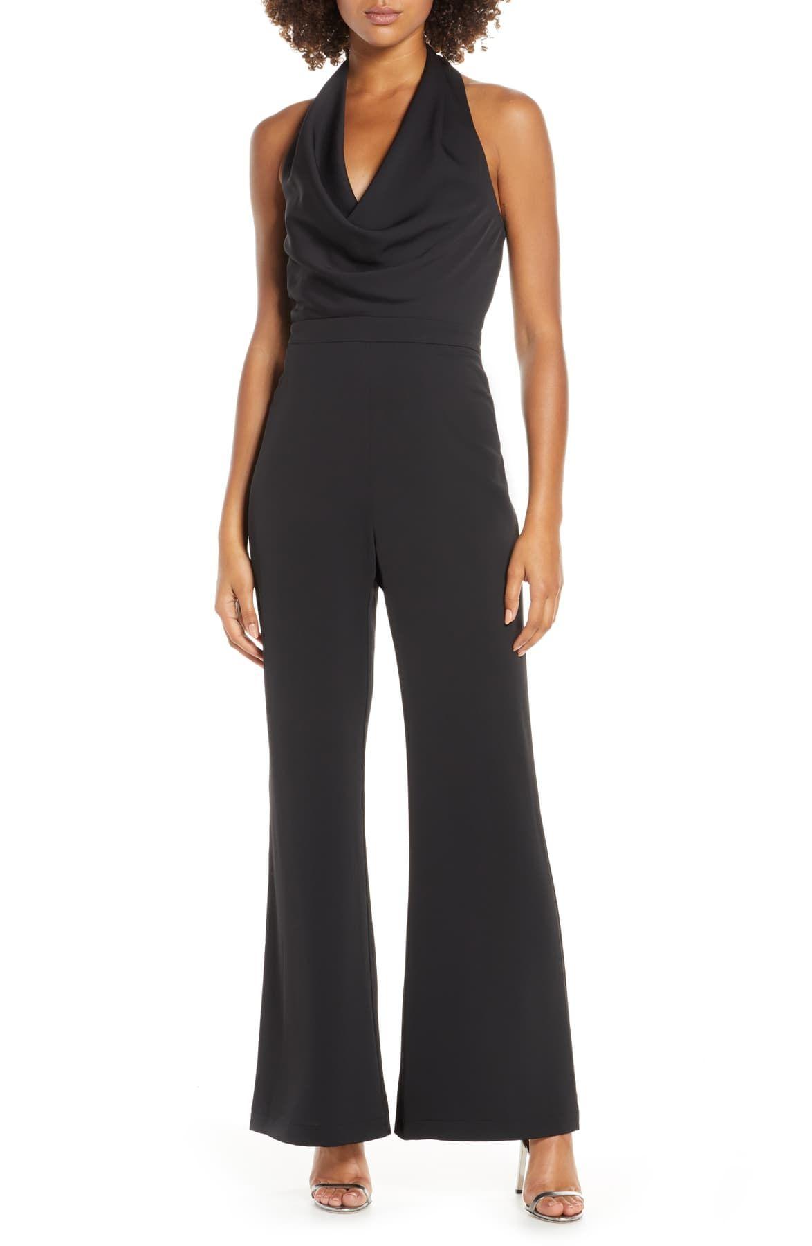 Harlyn Halter Cowl-neck Jumpsuit in Black | Lyst