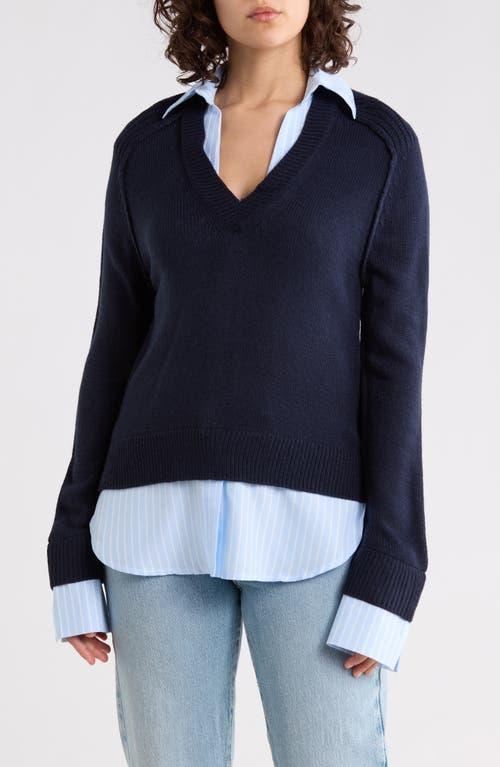 French Connection Babysoft Mixed Media Twofer Sweater in Blue | Lyst