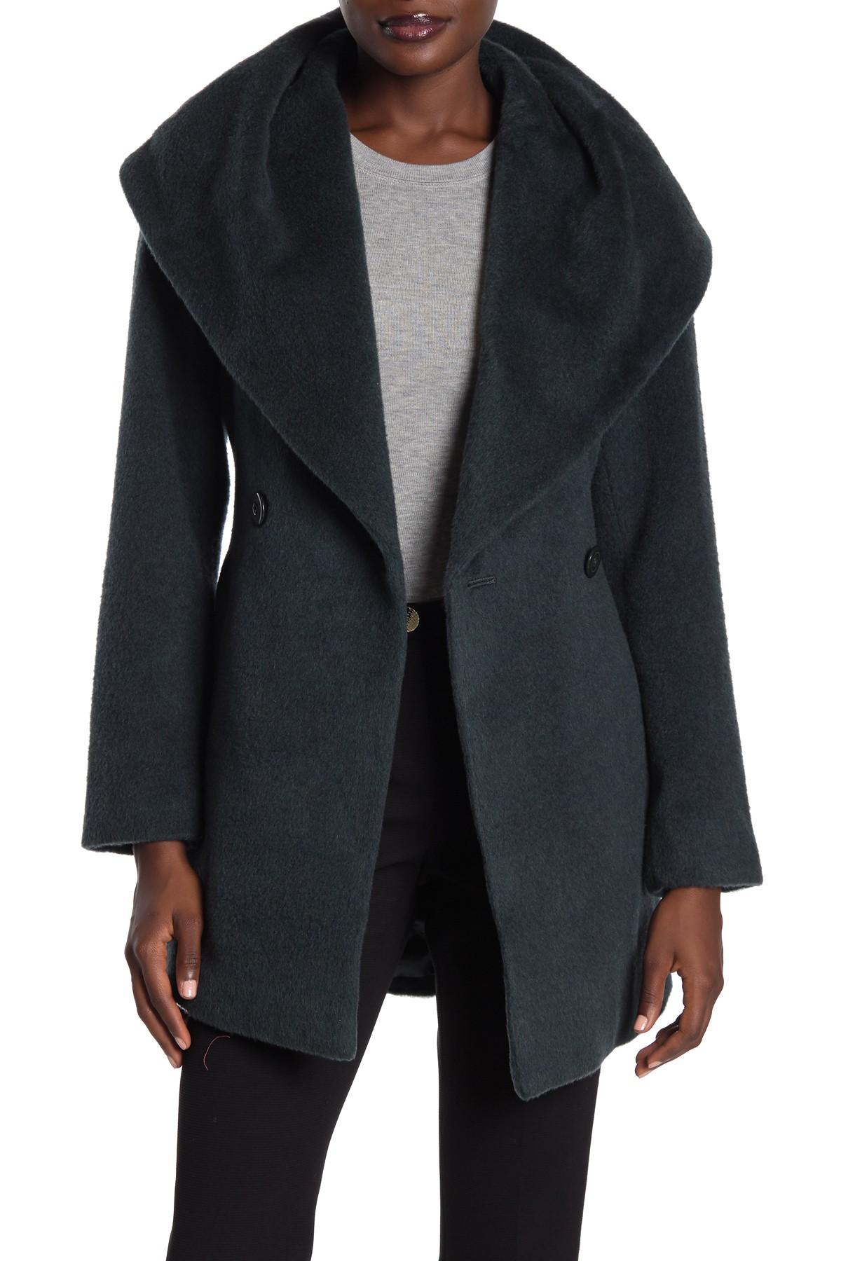 Trina turk sheared wool blend shawl collar coat Clearance