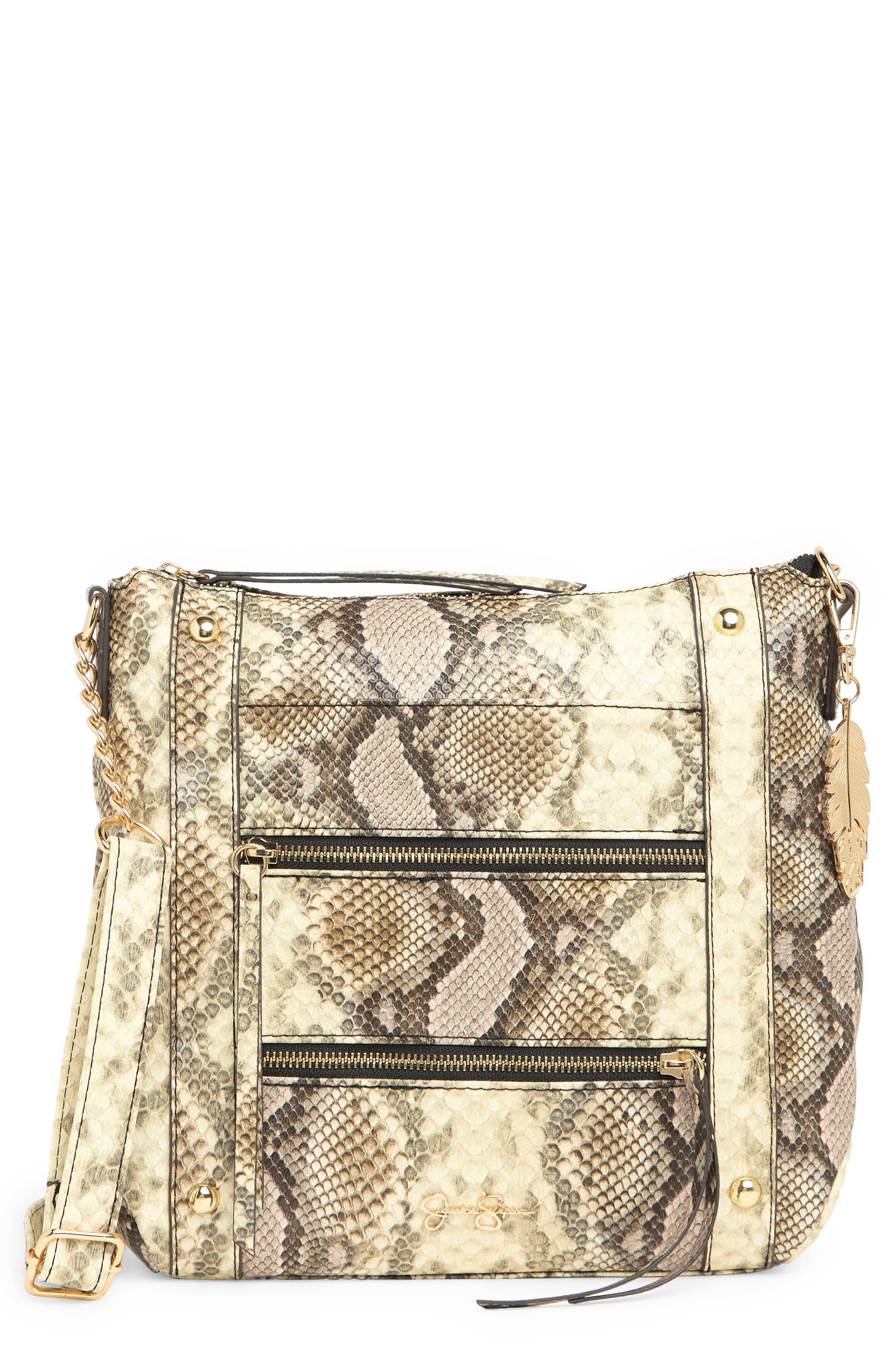 Jessica Simpson Delaney Snake Embossed Crossbody Bag in Natural Lyst