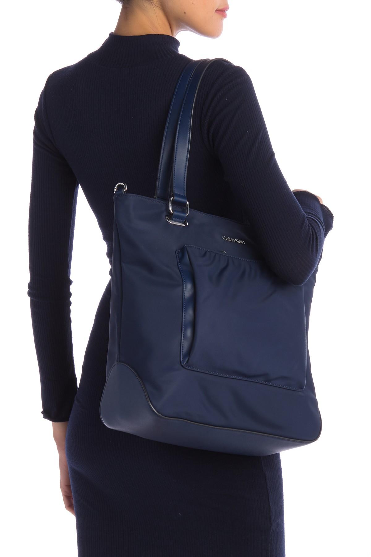 Calvin Klein Synthetic Abby Nylon Tote in Navy (Blue) - Lyst