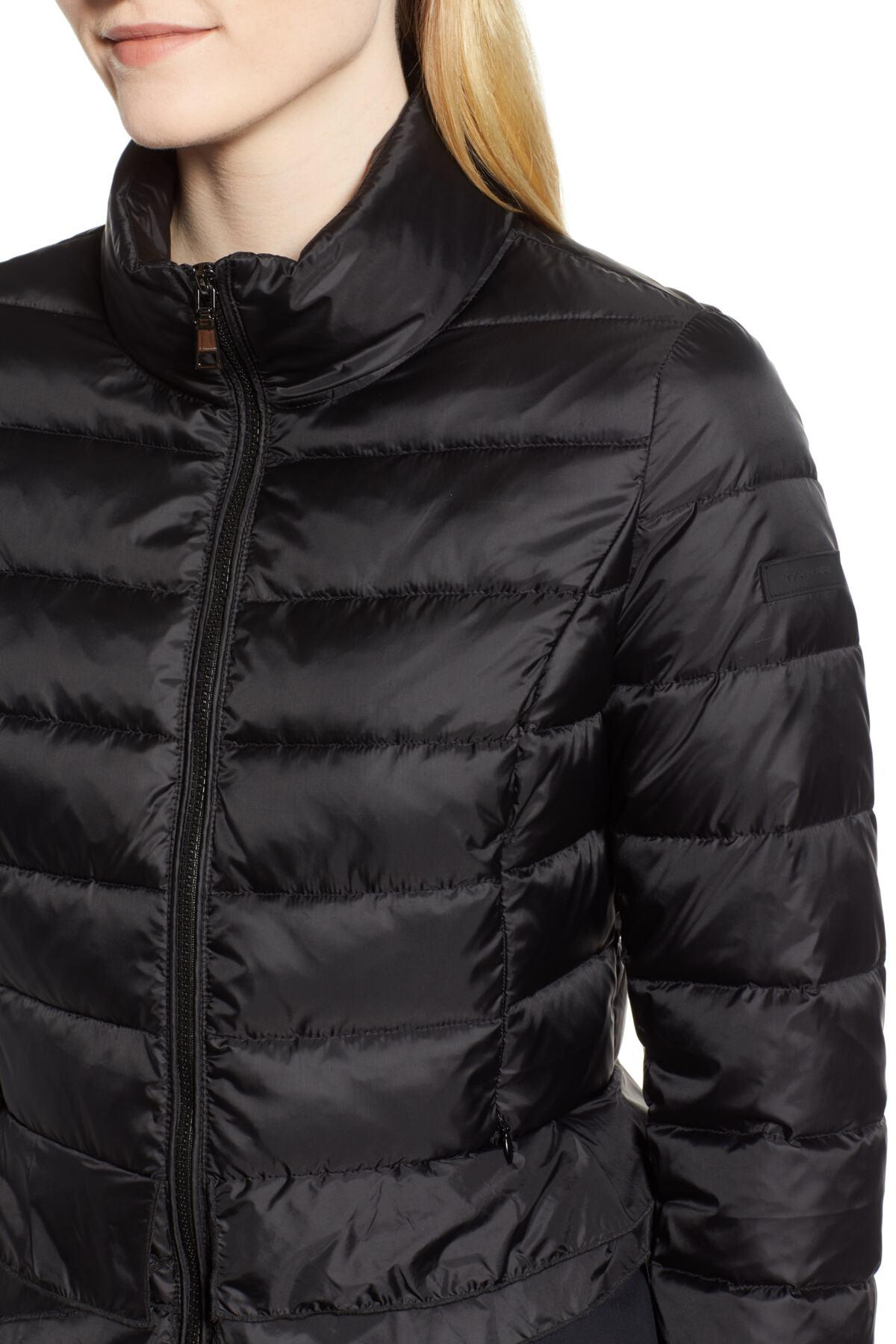 zoey ruffle hem puffer jacket tahari