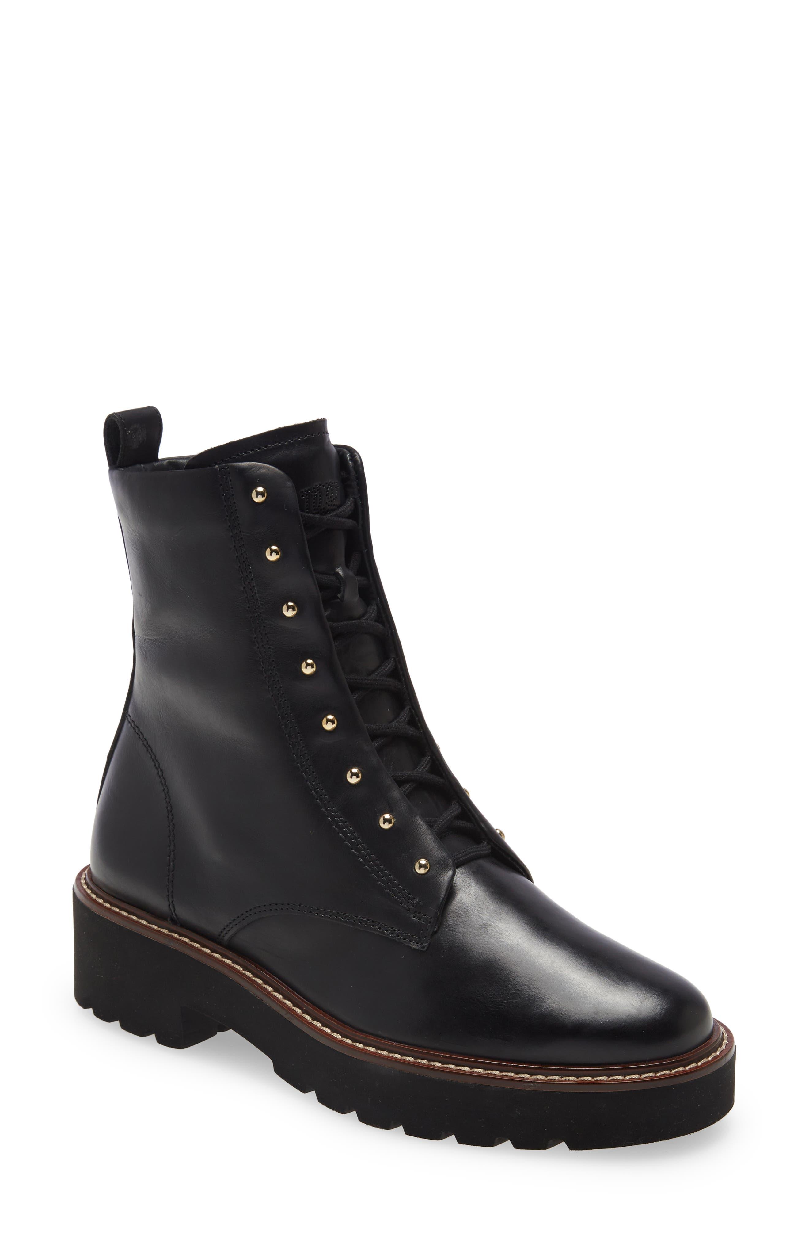 Paul Green Joan Lace-up Bootie In Black Leather At Nordstrom Rack | Lyst
