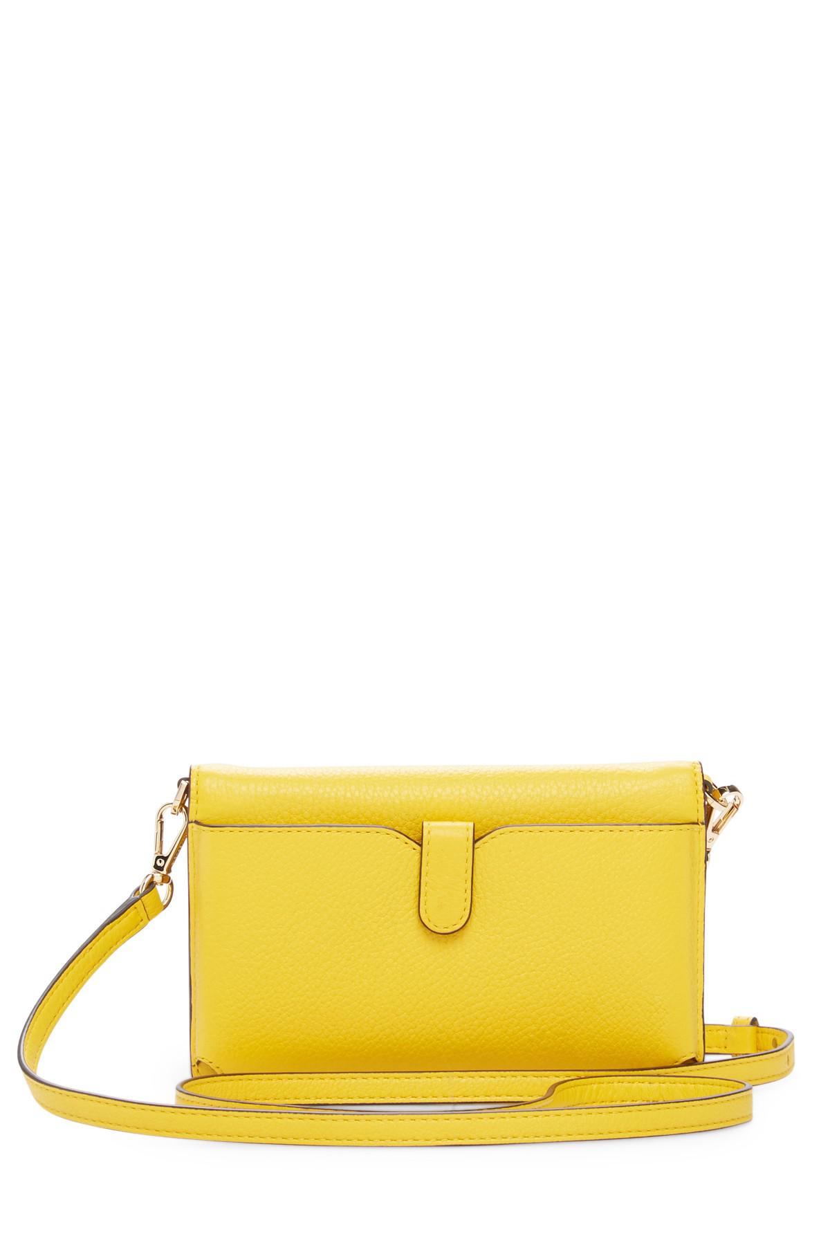MICHAEL Michael Kors Floral Embellished Leather Phone Crossbody Bag in Yellow - Lyst
